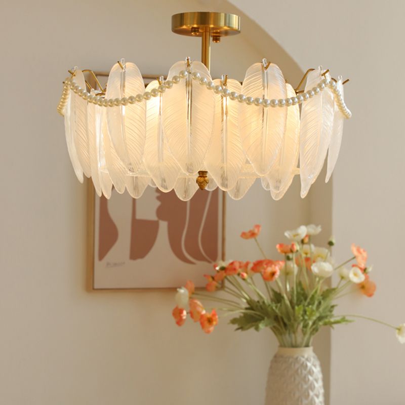 Faire de plumes lampe de plafond support de fer moderne monte à chasse à lampe à lampe en verre pour balcon