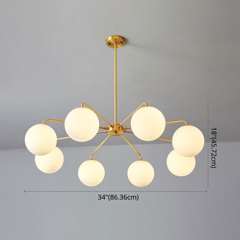 Post-Modern Minimalist Chandelier Light Fixture Spherical White Glass Ceiling Chandelier for Living Room