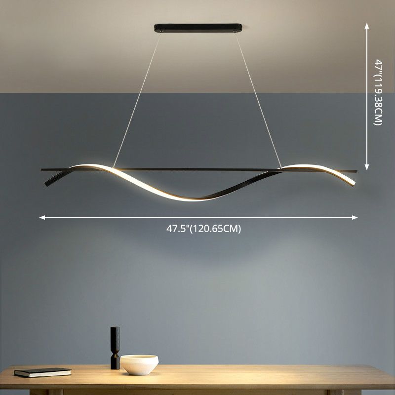 Waves Island Chandelier Lights Contemporary Metallic Chandelier Lighting Fixtures for Dining Table