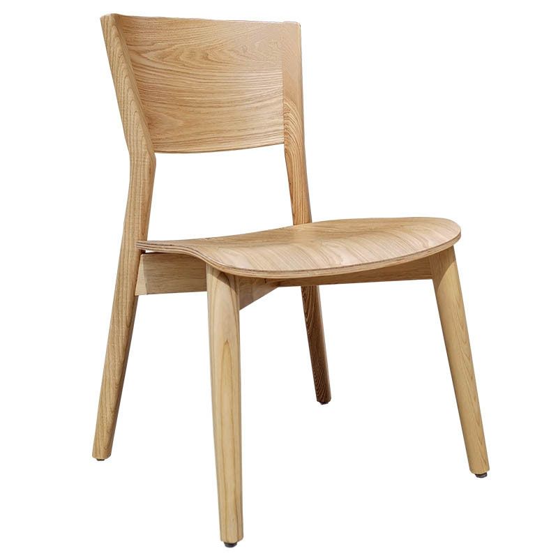 Contemporary Wood Dining Chair Open Back Dining Side Furniture in Matte Finish for Indoor