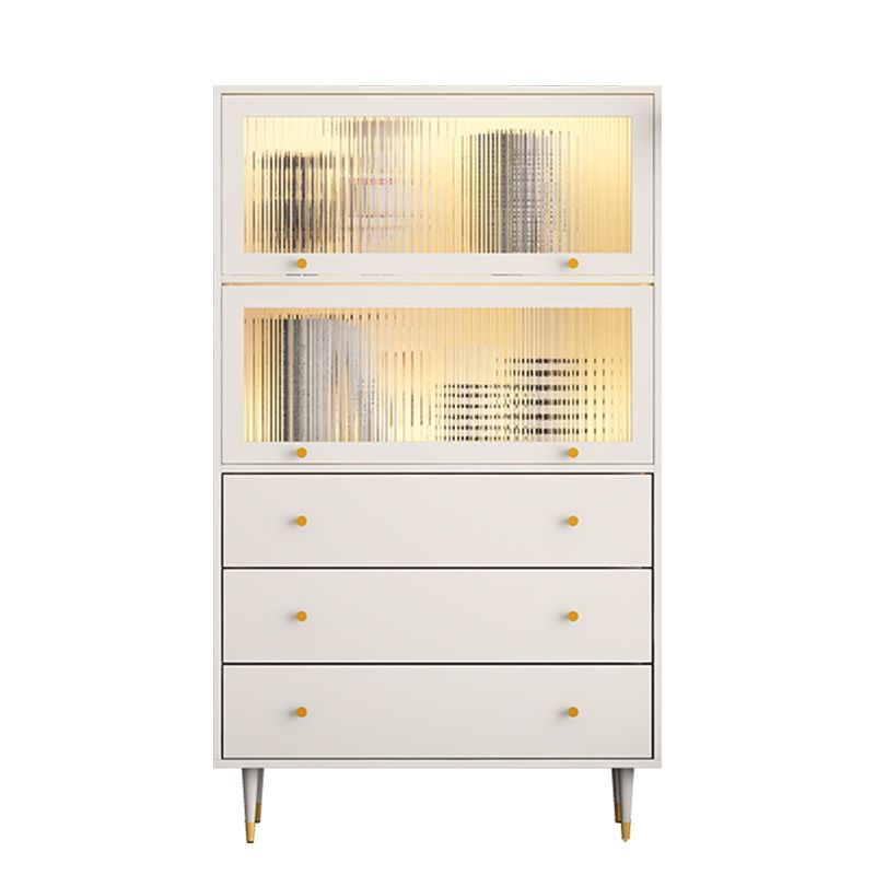 Glam Manufactured Wood Standard Bookcase Vertical Bookcase with Door and Drawers