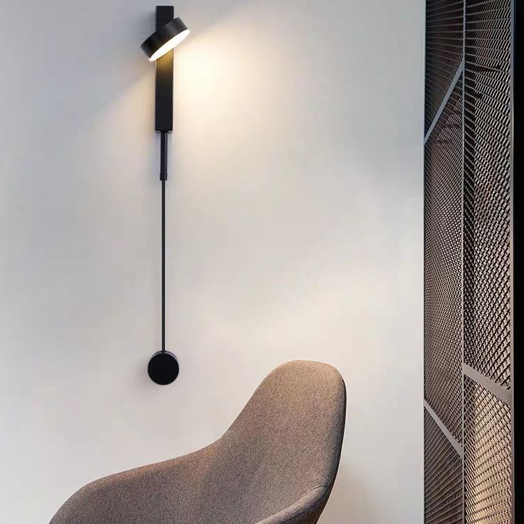 Round Shade Metal Wall Sconce Modern Style Single Light Wall Mount Light