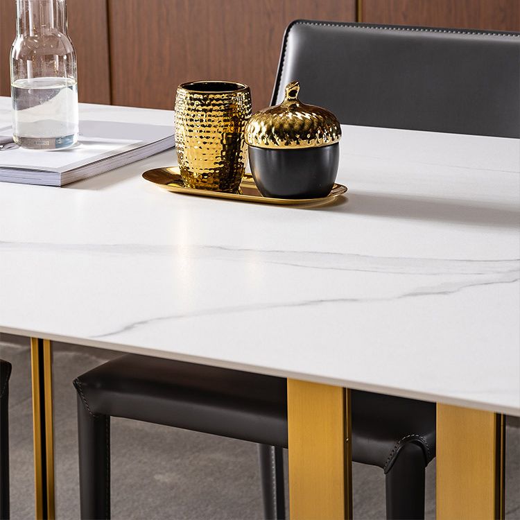 Glam White Sintered Stone Dining Table Set 1/4/5/7 Pieces Dining Set for Home Use