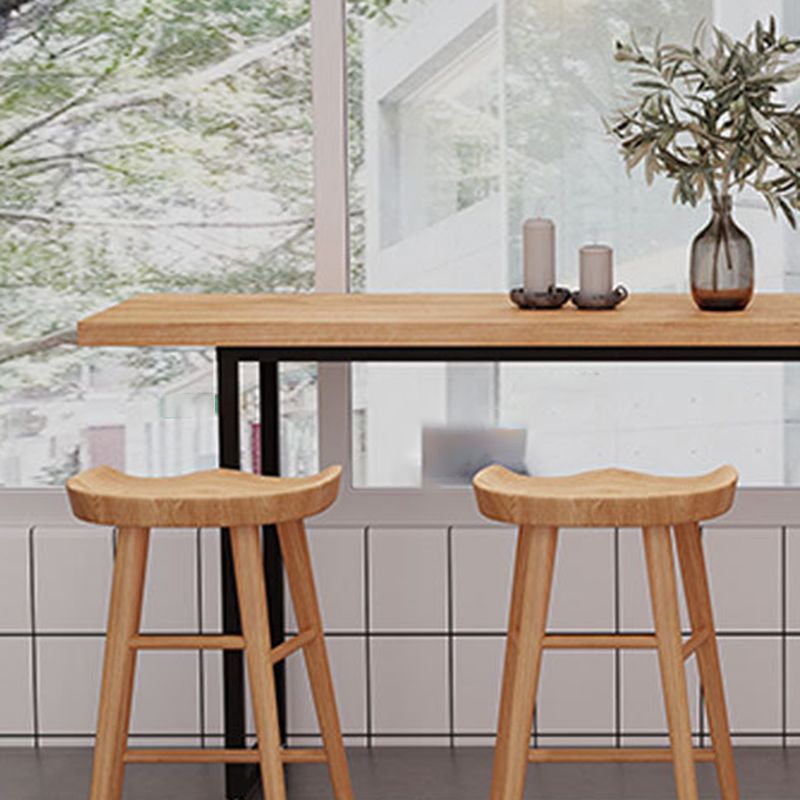 Industrial Rectangle Bar Table Solid Wood Bar Table with Metal Base