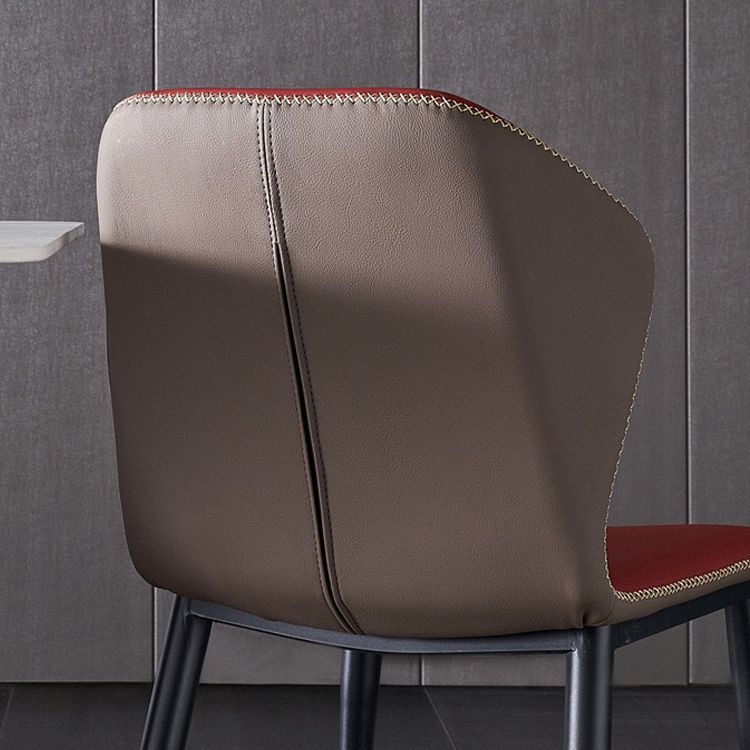Silla de comedor sin brazos Wingback de diseño industrial Sillas de comedor de piel sintética