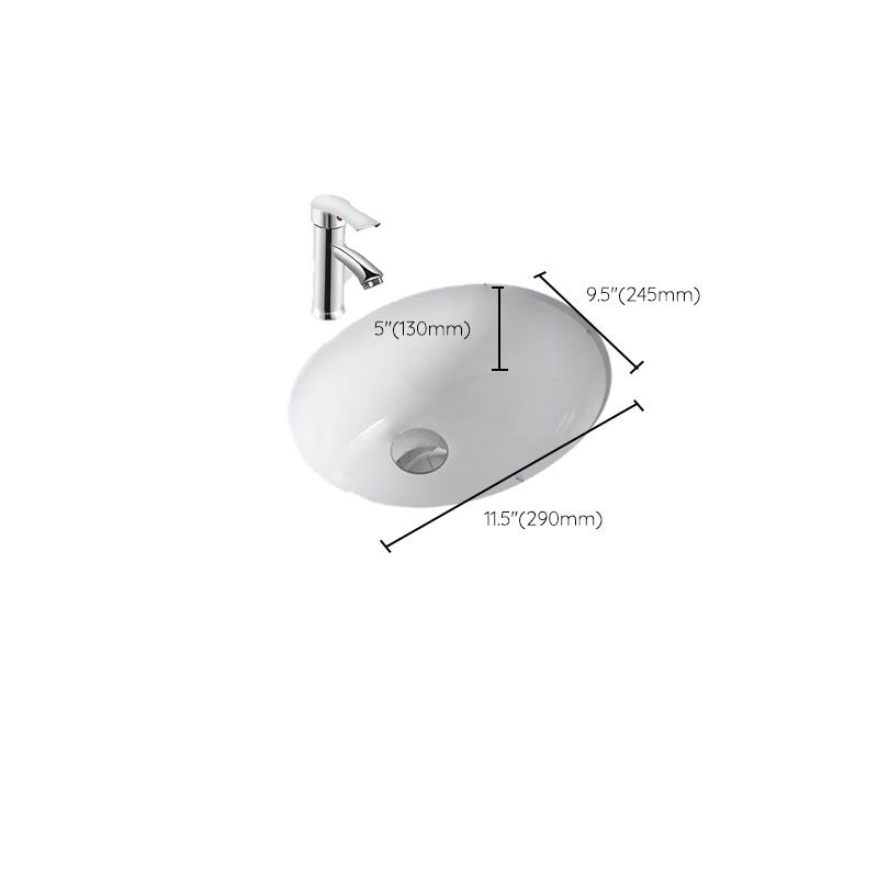 Bathroom Sink Ceramic White Round Anti-spill Sink with Faucet