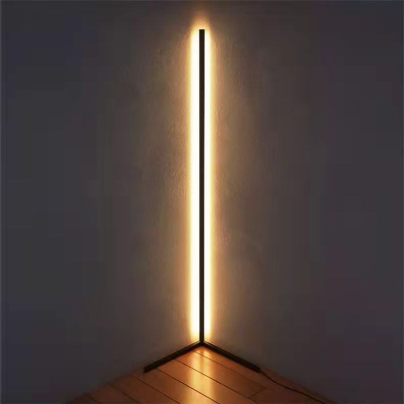 Contemporary Linear Floor Lamp Metal Black 55" High LED Floor Light for Living Room