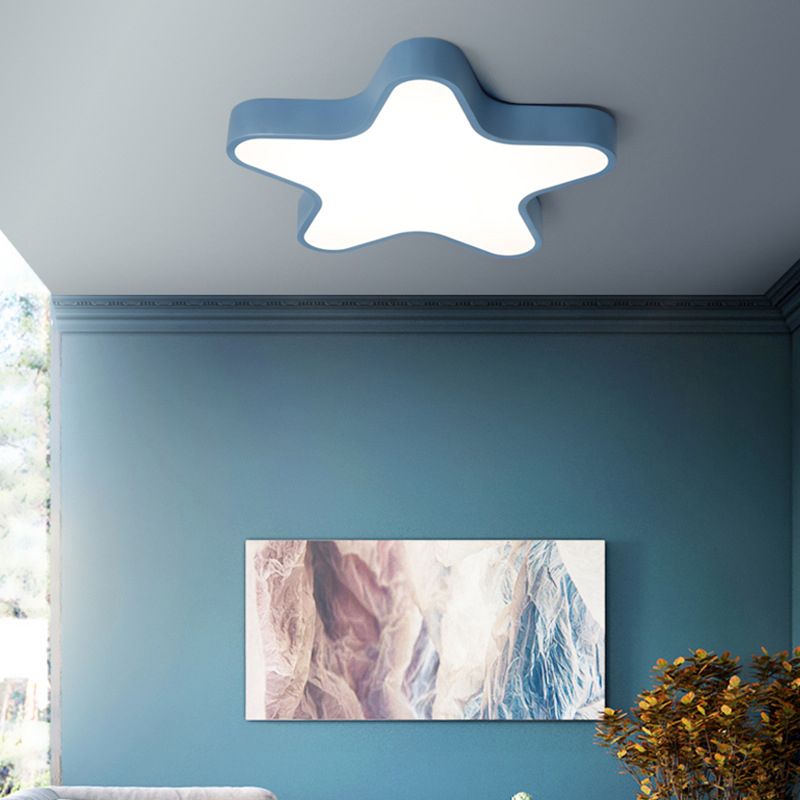 Modern Creative Macaron LED Ceiling Light Wrought Iron Star Flush Mount with Acrylic Shade