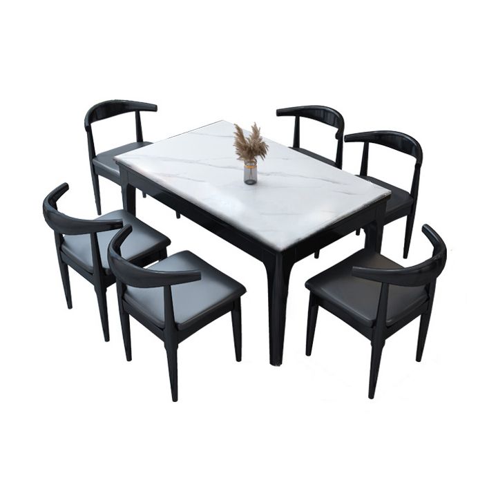 Modern Style Sintered Stone Standard Dining Set White Rectangle Dining Set for Kitchen