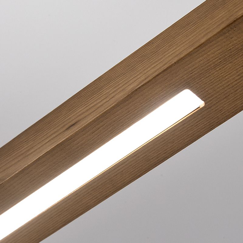 1 Light Linear Island Light Fixtures Modernism Wood Island Pendant Lights for Kitchen