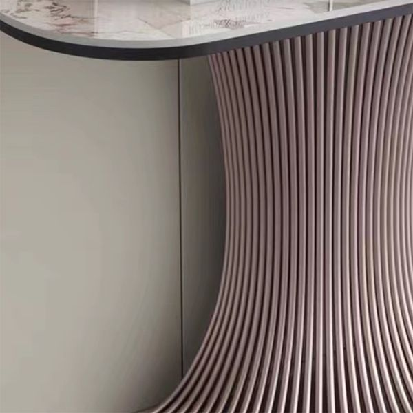 Contemporary Stone Accent Table Half Moon Pink Sofa Console Table for Hall