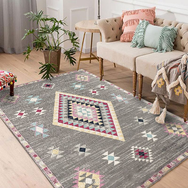 Nordic Hotel Area Rug Multi Colored Geometric Indoor Rug Synthetics Anti-Slip Stain Resistant Washable Rug