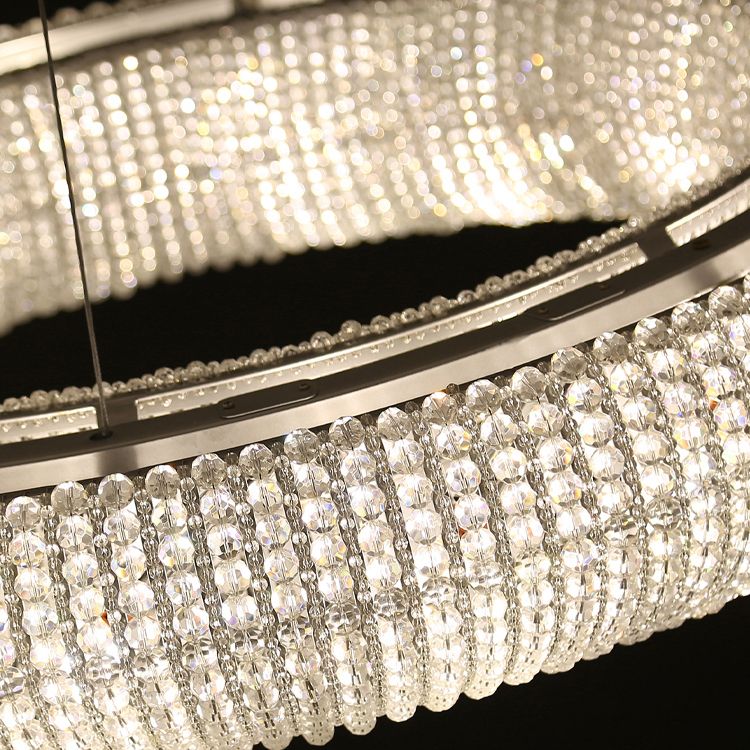 Modern Style Hanging Lamp Kit Circle Shape Crystal Chandelier Lighting Fixtures