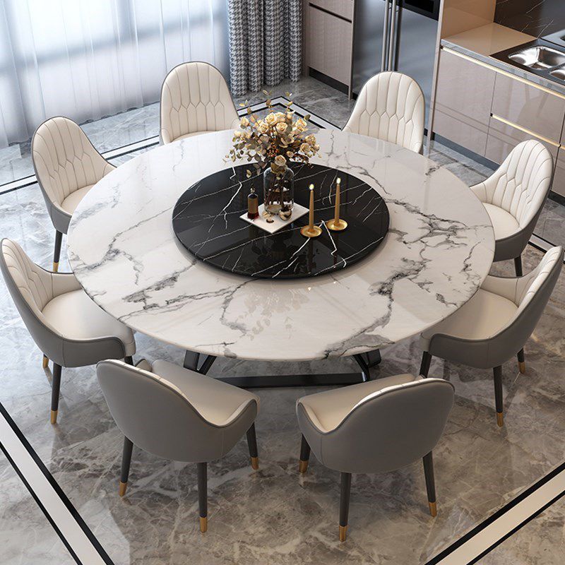 Marble Dining Table Contemporary Dining Site Table with Pedestal Base
