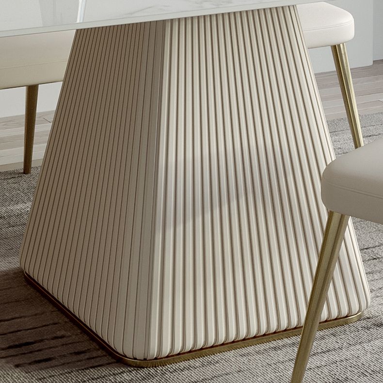 Modern Style 1/2/5/7 Pieces Dining Room Table Rectangle Stone Furniture in White