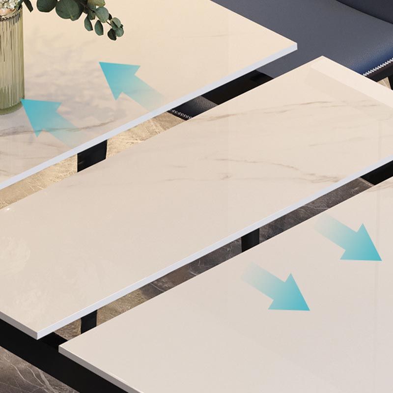 Rectangular Sintered Stone Dining Table Modern Extendable Table with 4 Legs
