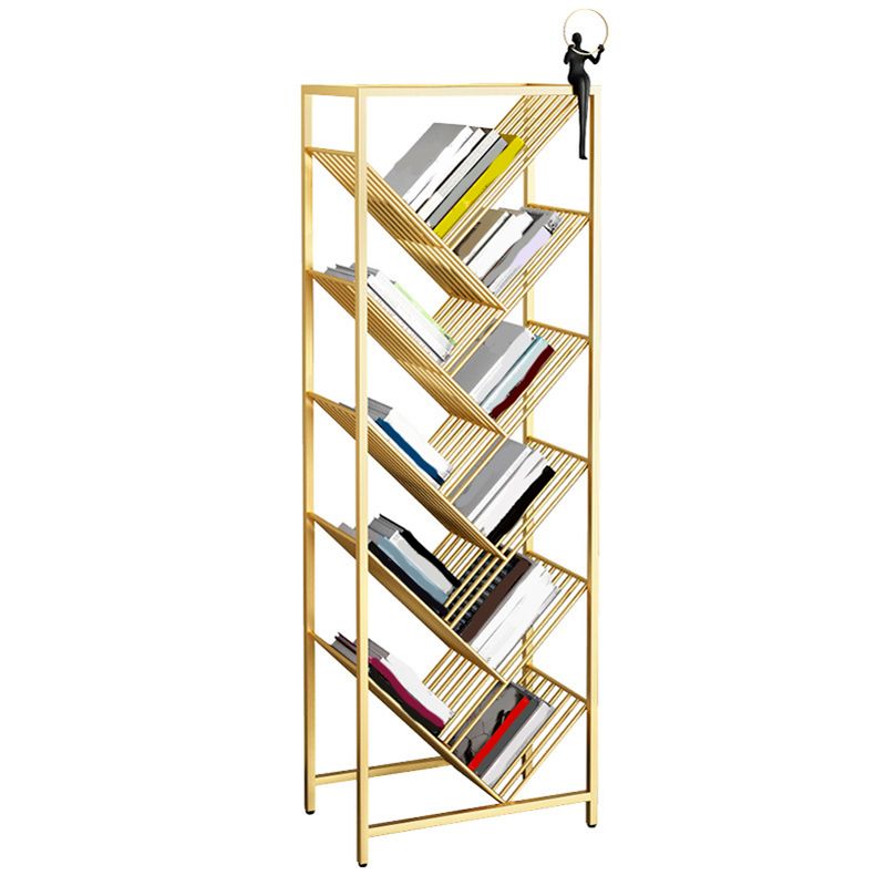 9" Wide Glam Shelf Bookcase Open Shelves Included Metal Bookcase