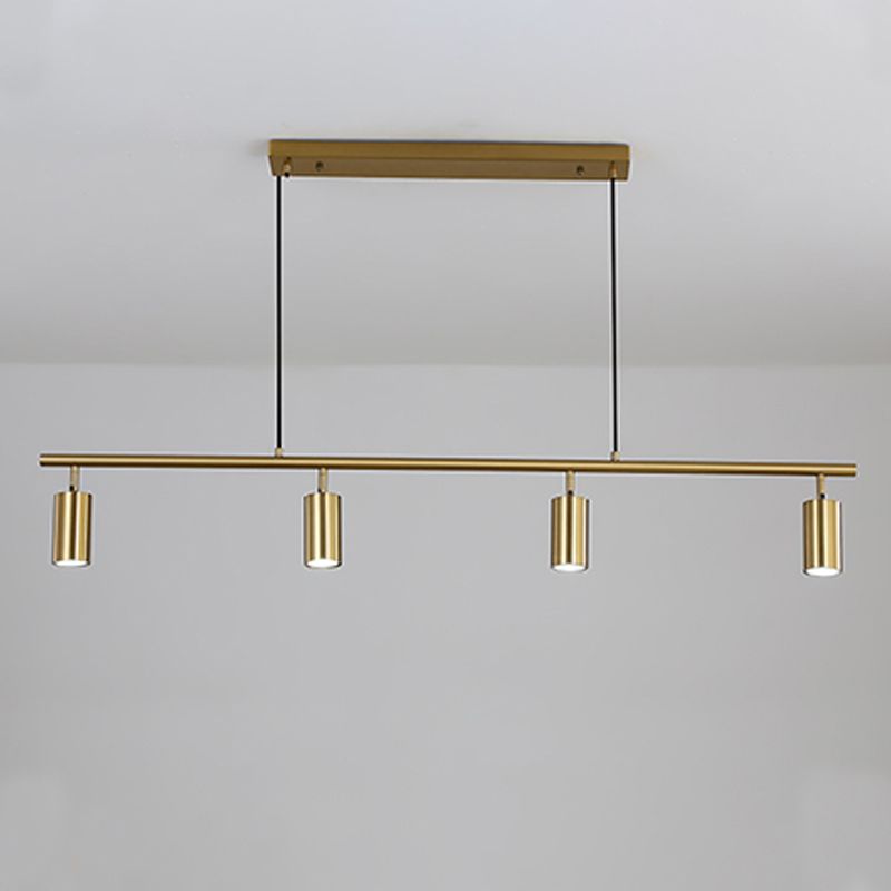 Zeitgenössische Anhängerleuchten Zylindermetall 4 Light Island Kronleuchter