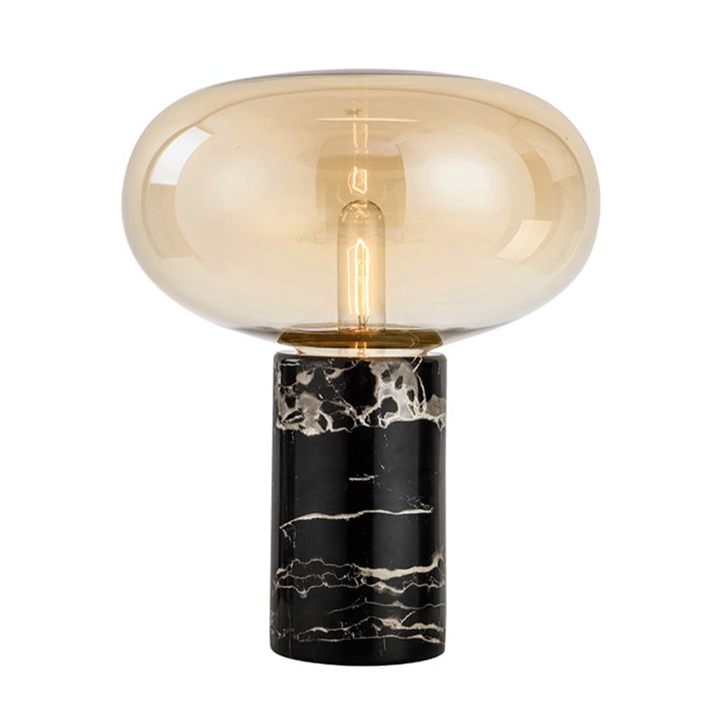 9������/12,5��� Brede zwarte ovale bureaulamp eigentijds 1 licht amber/rookgrijs glas taakverlichting