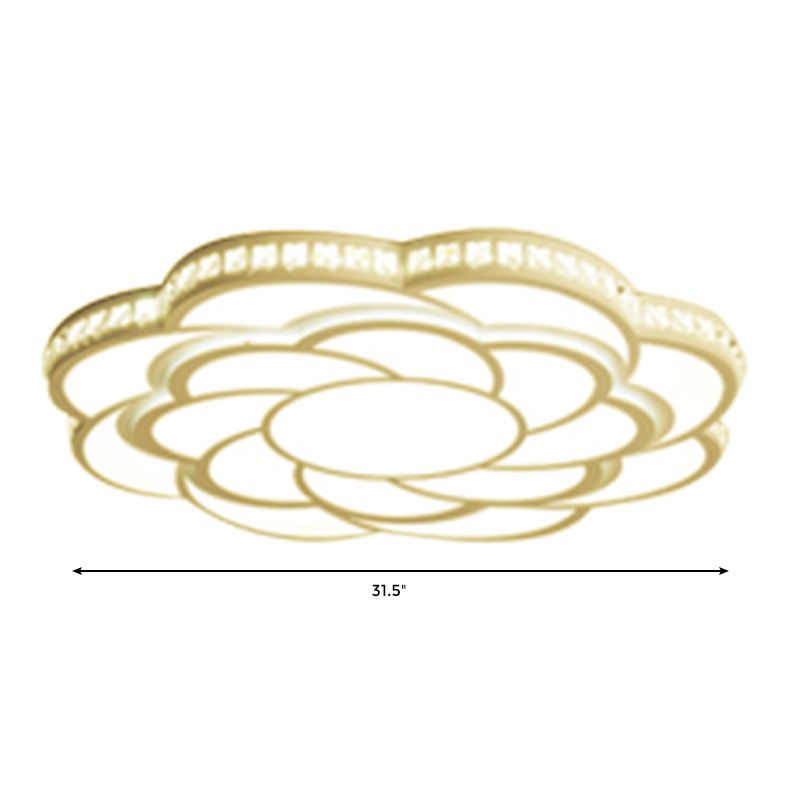 31.5"/39" Wide Blossom Large Flush Mount Fixture Modern LED Crystal Accent Flush Mount Lamp in Warm/White Light