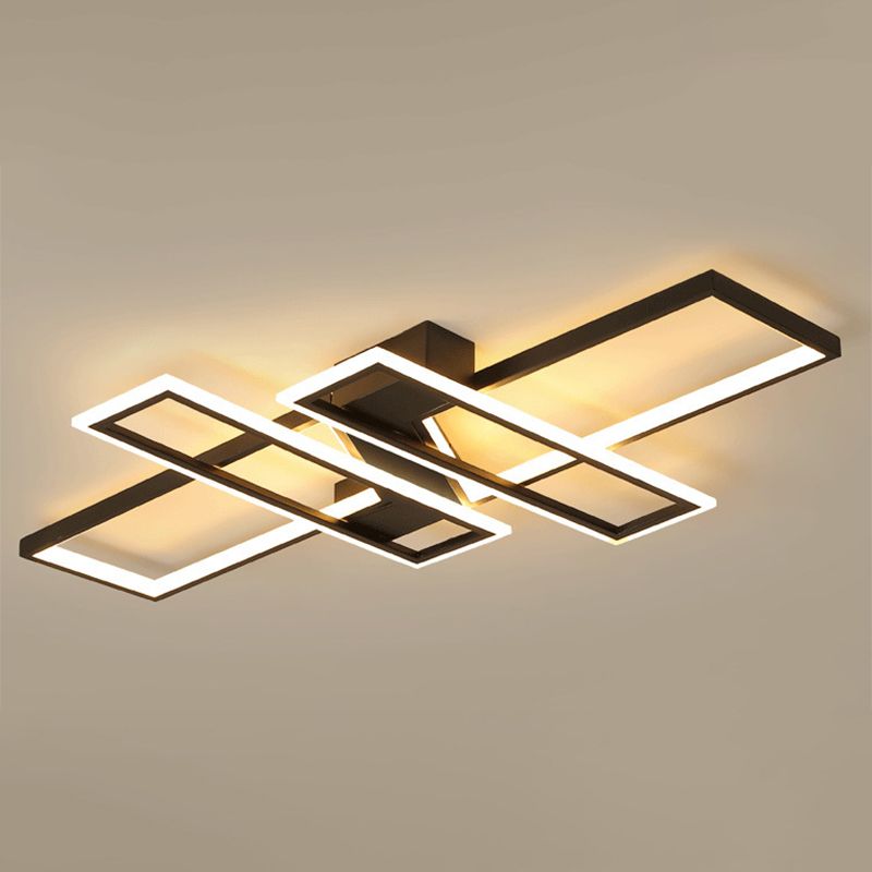 Montaje empotrado de techo de dormitorio LED de metal moderno con luz de montaje semiempotrado de bloque rectangular superpuesto