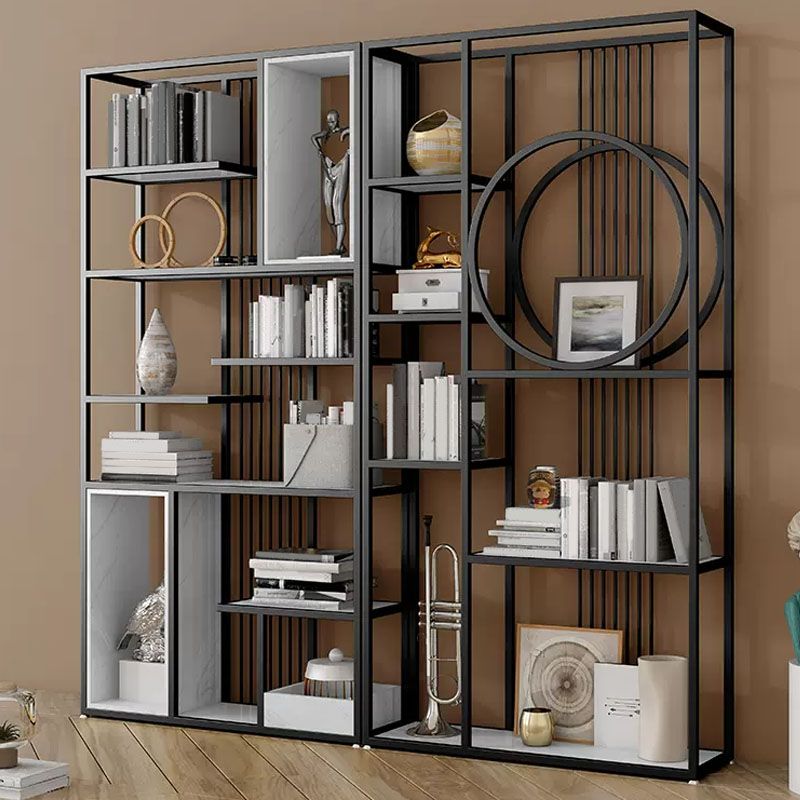Etagere Contemporary Bookshelf Open Back Metal Bookcase with Shelves