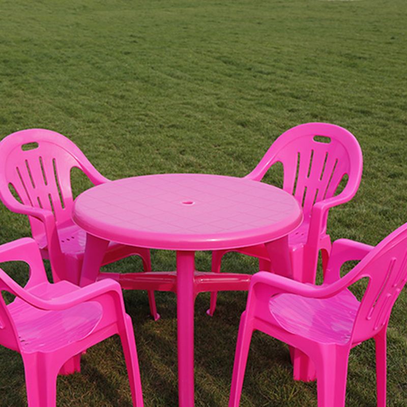 Modern Style Rectangle/Round Patio Table Plastic Water Resistant with Umbrella Hole