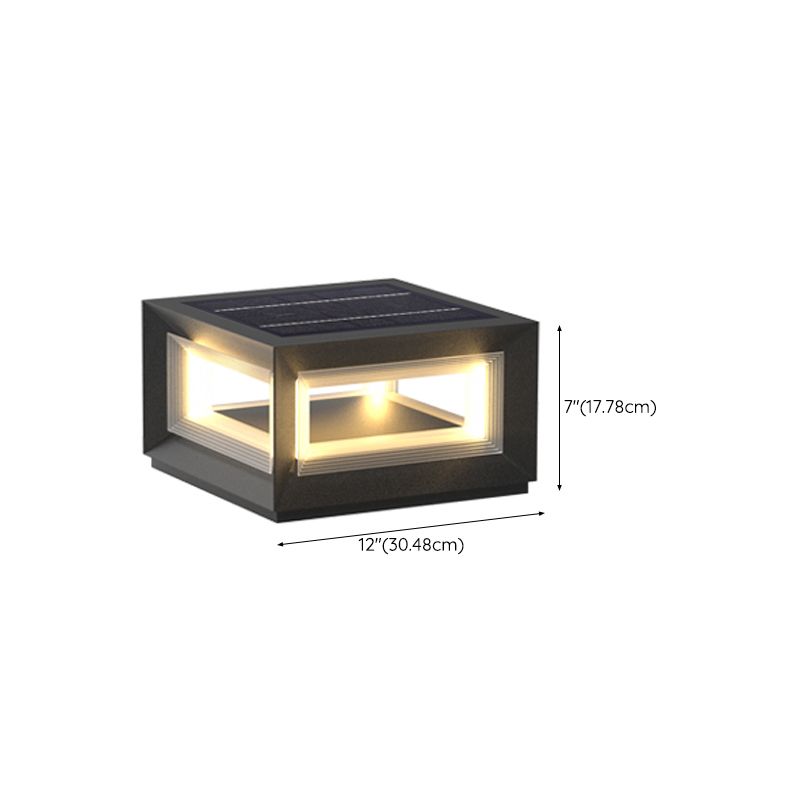 Square Contemporary Waterproof LED Pillar Light in Black for Courtyard