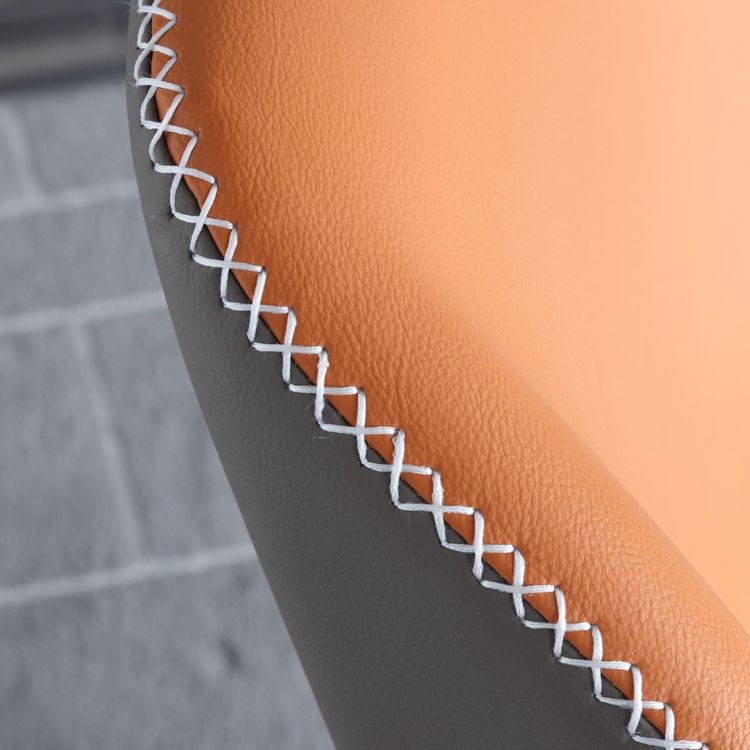 Industrial Upholstered Faux Leather Chair Wingback Side Chair with Metal Legs