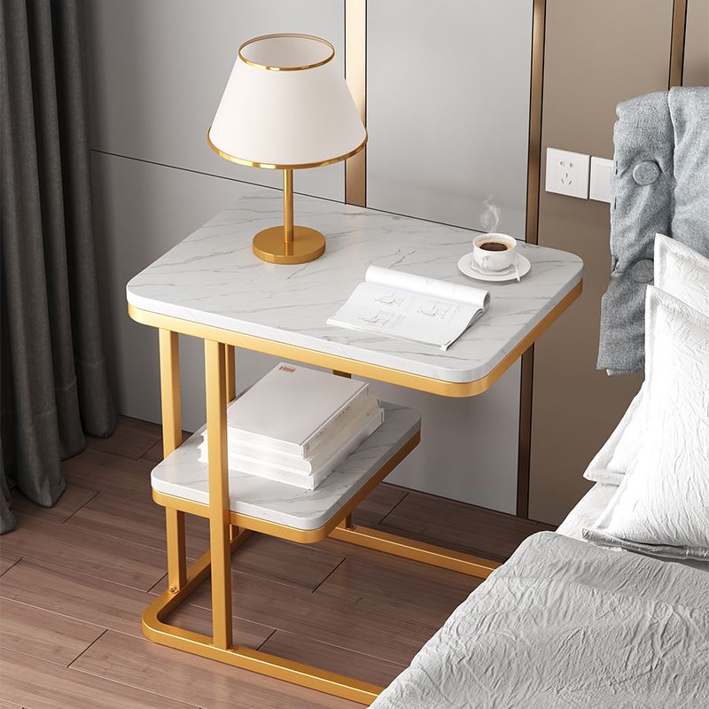 22.8" Tall Wooden Nightstand in Grey/ White / Black Modern Night Stand