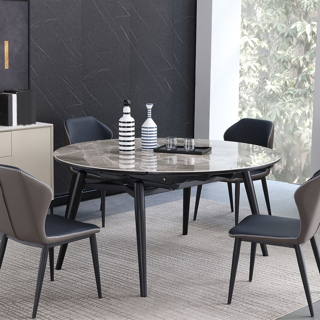 Modern Gray Sintered Stone Dining Table Set 1/4/5/7 Pieces Dining Set for Home Use