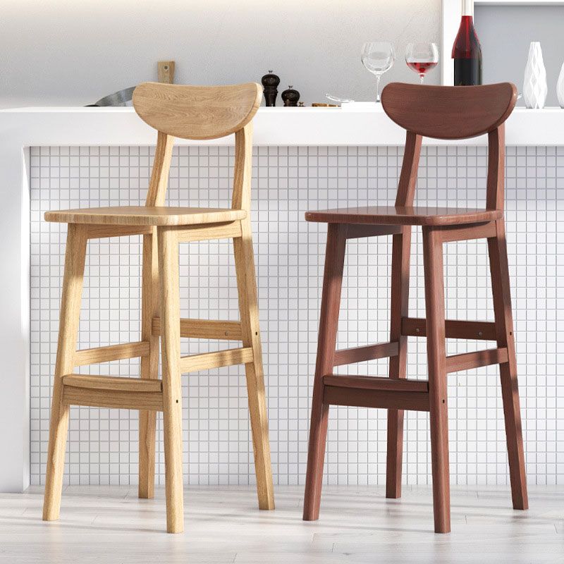 Scandinavian Milk Tea Shop Footrest Stool Matte Finish Solid Wood Bar Stool