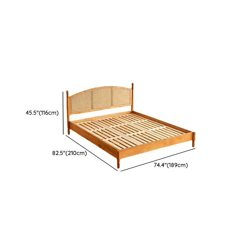 Tropical Standard Bed Solid Wood Solid Color Panel Bed with Headboard
