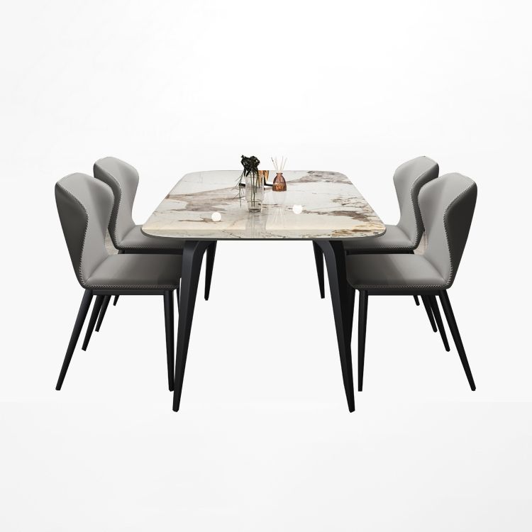 Modern Style Set 1/4/5/7 Pcs with Rectangle Dining Table and Wingback Chairs