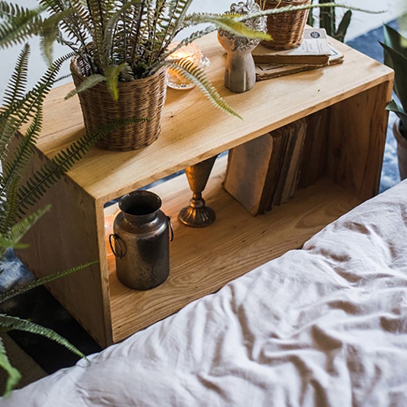 Wooden Night Table Modern Solid Wood Nightstand with Lower Shelf