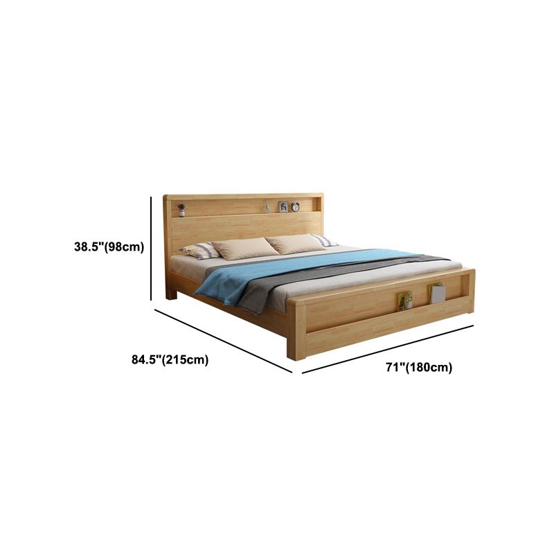 Traditional Panel Bed with Storage 38.58" High Brown Rubberwood Bed