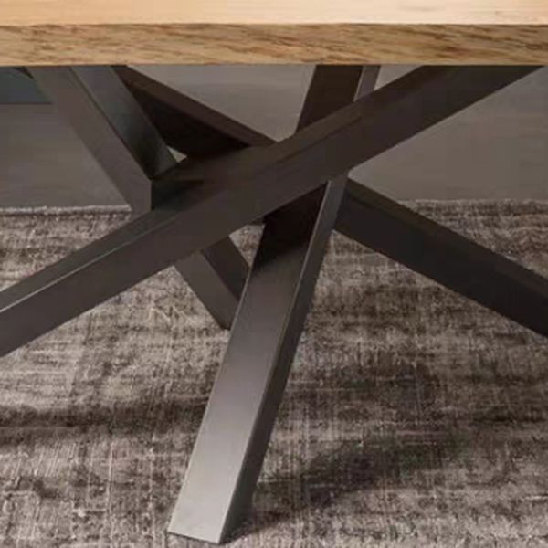 Solid Wood Brown Tone Dining Table Industrial 4 Legs Table for Dining Room