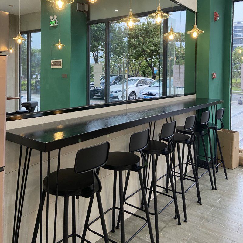 Rectangular Bar Height Table Black Legs and Metal Base Bar Table with Four Legs