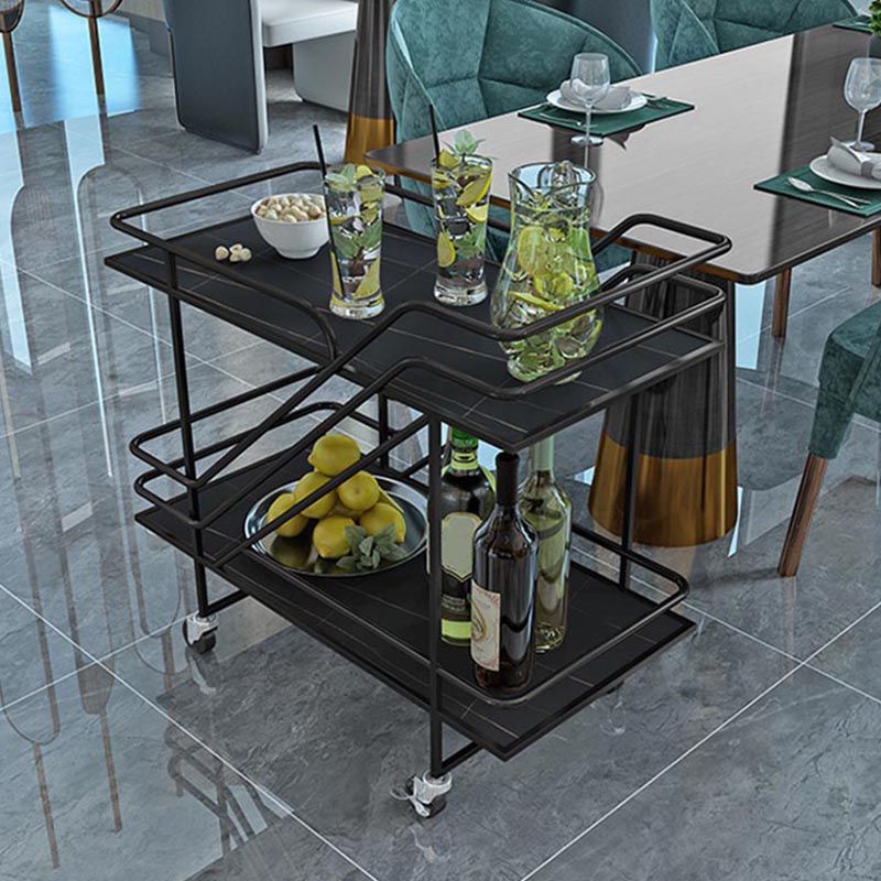 Contemporary Metal Prep Table 32.68"H Rolling Prep Table for Dining Room