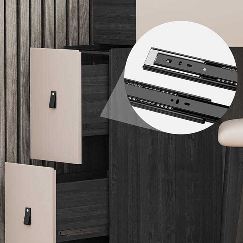 Modern Corner Vanity Table Stool and Mirror Set Glass Top 4-Drawer Dresser