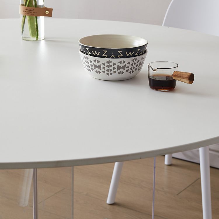 Round Dining Table Set 1/3/4/5 Pcs Acrylic Base Table and Plastic Chairs in White