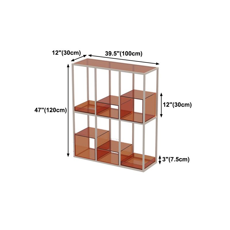 Scandinavian Open Etagere Bookshelf with Iron Frame Acrylic Bookcase