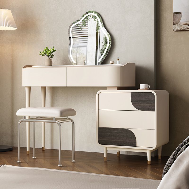 White Wooden Make-up 15.74" Wide Vanity Makeup Vanity Desk Table with 2/5 Drawers