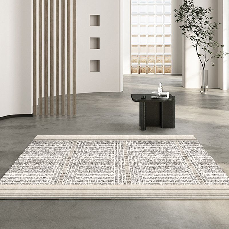 Beige Casual Rug Polyester Striped Rug Stain Resistant Rug for Living Room