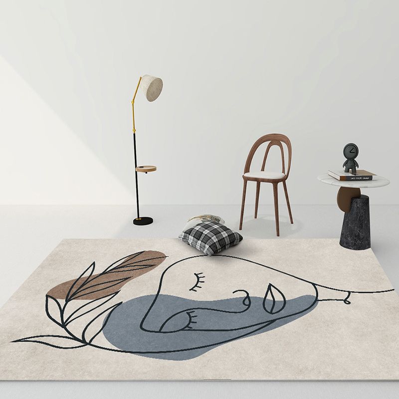 Artistic Contrast Panel Rug Casual PVC Carpet Friendly Washable Area Carpet for Home Decor