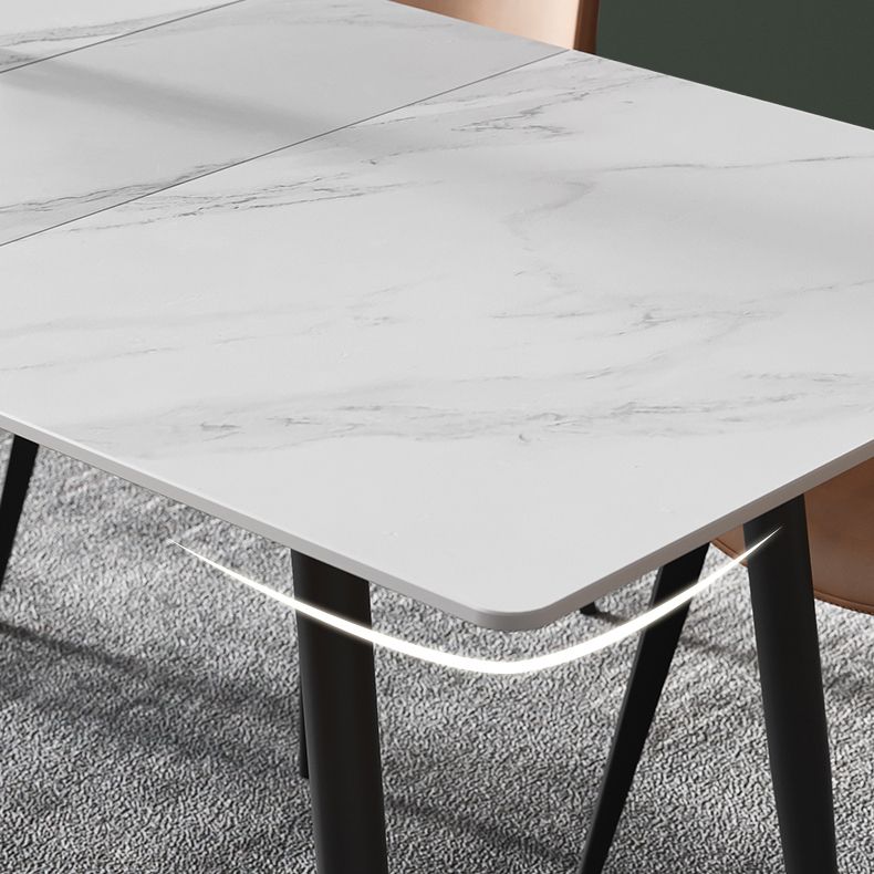 51.18''L Minimalist Sintered Stone Table Rectangle Extendable Dining Table for Kitchen