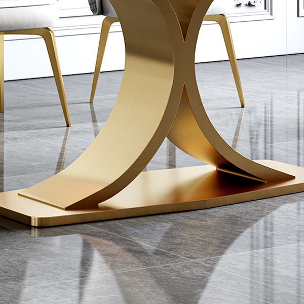 Stone Dining Site Table Traditional Luxury Rectangle Dining Table with Pedestal Base