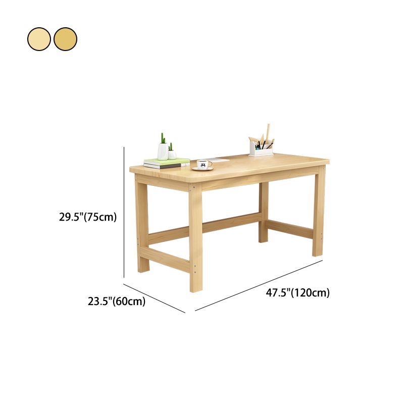 Modern H-shape Base Office Desk Rectangle Solid Wood Task Desk