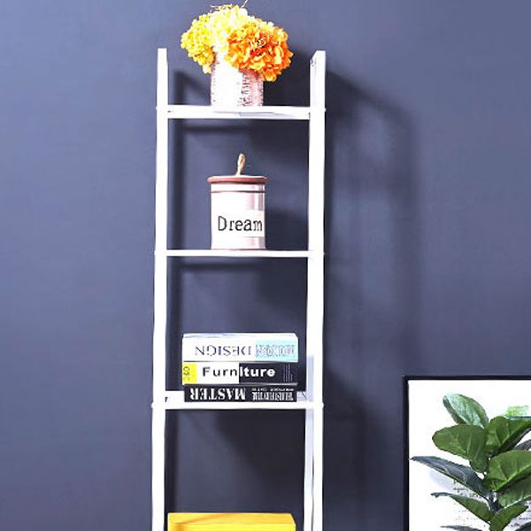 Modern Style Steel Bookshelf Ladder Open Shelf Bookcase for Home