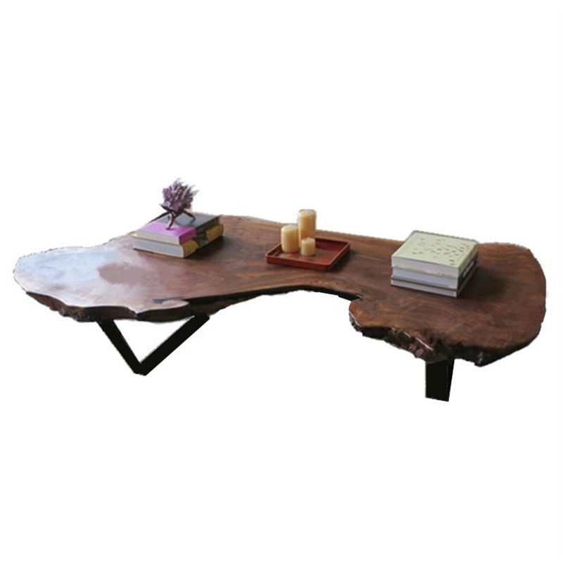 Modern Live Edge Coffee Table Geometric Red Wood Sled Cocktail Table